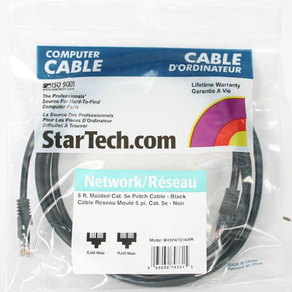 StarTech.com 6 ft Black Molded Cat5e UTP Patch Cable M45PATCH6BK