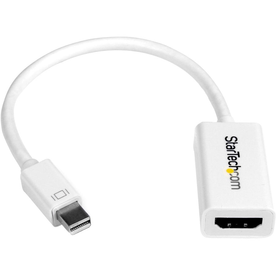 StarTech.com Mini DisplayPort to HDMI Adapter, Active Mini DP to HDMI Video Converter for Monitor/Display, 4K 30Hz, mDP to HDMI Adapter, White MDP2HD4KSW