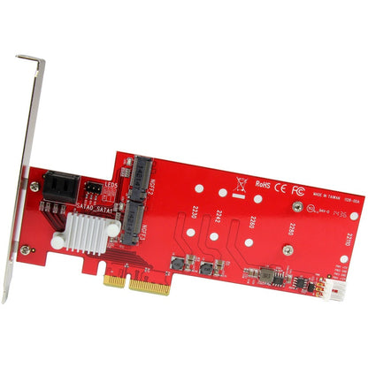 StarTech.com 2x M.2 NGFF SSD RAID Controller Card plus 2x SATA III Ports - PCIe - Two Slot PCI Express M.2 RAID Card plus Two SATA Ports PEXM2SAT3422