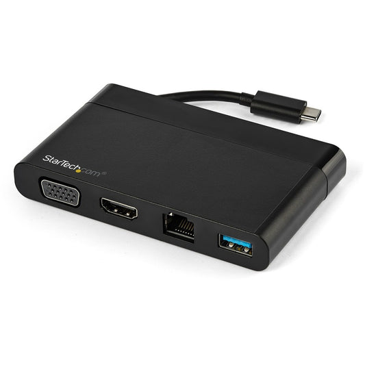 StarTech.com USB C Multiport Adapter with HDMI, VGA, Gb Ethernet & USB - USB C to 4K HDMI or 1080p VGA Adapter Mini Dock Hub - Travel Dock DKT30CHVCM