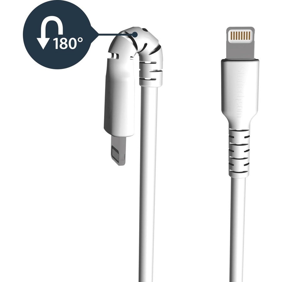 StarTech.com 3 foot/1m Durable White USB-A to Lightning Cable, Rugged Heavy Duty Charging/Sync Cable for Apple iPhone/iPad MFi Certified RUSBLTMM1M