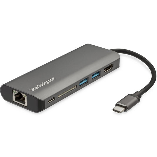 StarTech.com USB C Multiport Adapter - USB Type-C Travel Dock to 4K HDMI, 3x USB Hub, SD, GbE, 60W PD 3.0 Pass-Through - Mini Laptop Dock DKT30CSDHPD3