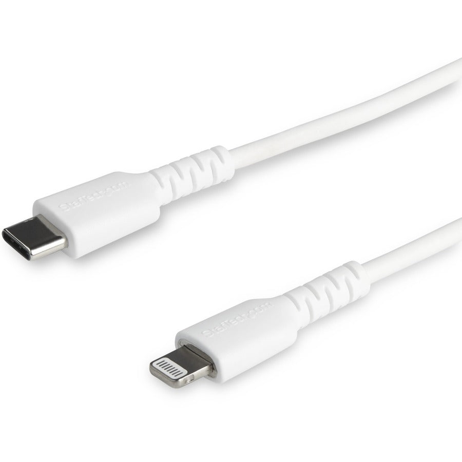 StarTech.com 6 foot/2m Durable White USB-C to Lightning Cable, Rugged Heavy Duty Charging/Sync Cable for Apple iPhone/iPad MFi Certified RUSBCLTMM2MW