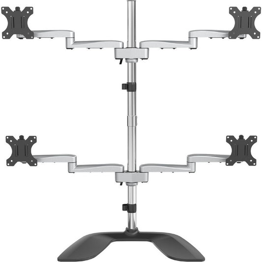 StarTech.com Quad Monitor Stand, Desktop VESA 4 Monitor Arm up to 32" (17.6lb/8kg) Screens, Ergonomic Articulating Pole Mount, Adjustable ARMQUADSS