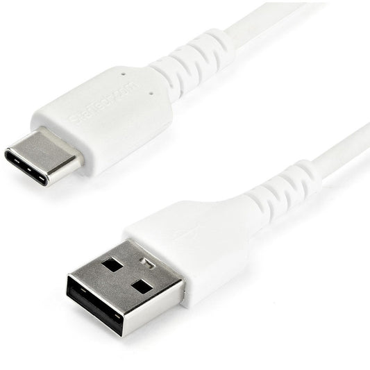 StarTech.com 2m USB A to USB C Charging Cable - Durable Fast Charge & Sync USB 2.0 to USB Type C Data Cord - Aramid Fiber M/M 3A White RUSB2AC2MW