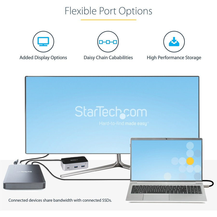 StarTech.com 4 Bay Thunderbolt 3 NVMe Enclosure, For M.2 NVMe SSD Drives, 1x DisplayPort Video and 2x TB3 Downstream Ports, 40Gbps M2E4BTB3