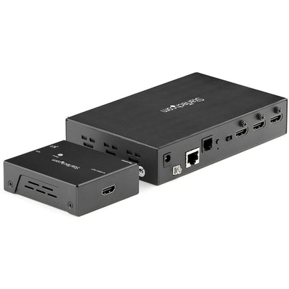 StarTech.com HDMI Extender over CAT6/5e with 3 Port Video Switch 4k 30Hz/115ft, 4K HDMI Switch Box, Video over HDBaseT with Auto Switcher VS321HDBTK